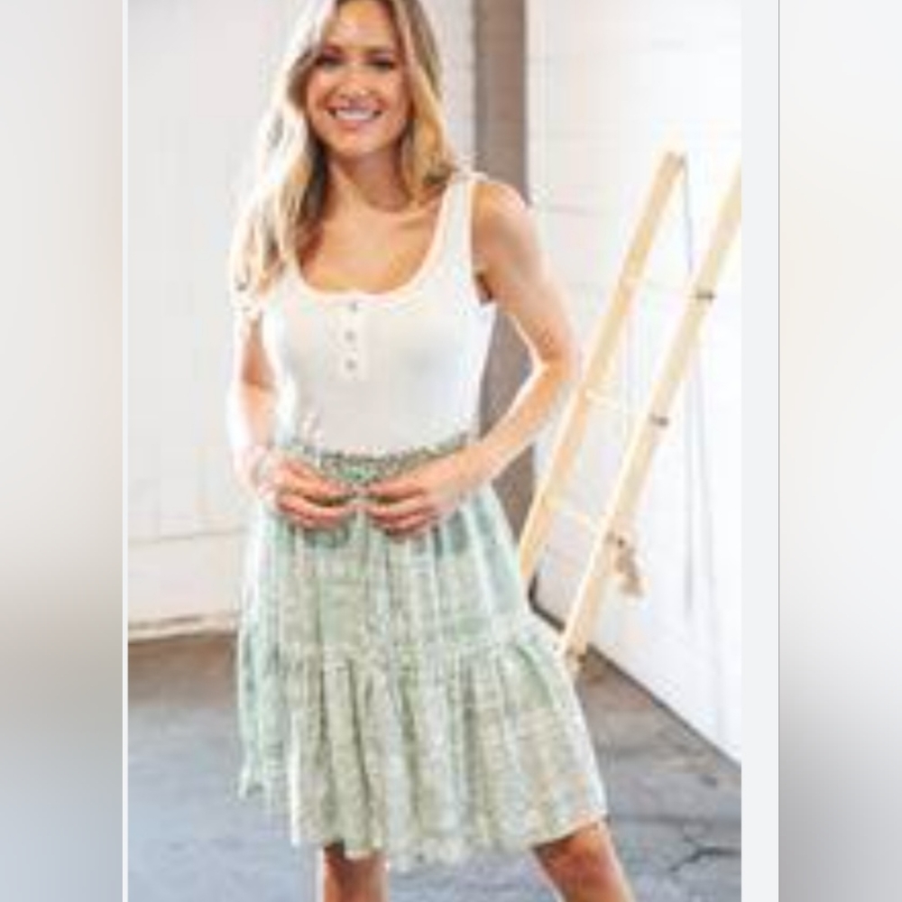 Cream Pointelle Button Detail Boho Elastoc Frilly Willow Sundress New siz 1x